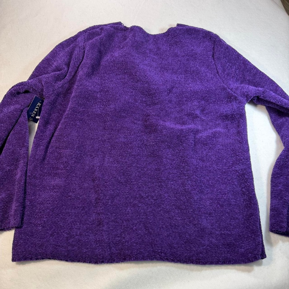 Karen Scott Purple Chenille Cable Knit Sweater XL NWT Cozy Winter Pullover - Picture 6 of 6